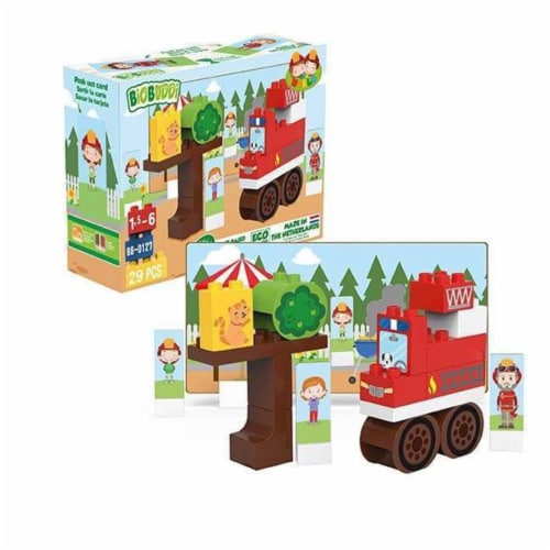 29 pcs BiOBUDDi Fire Truck Building Blocks Set Perspective: front