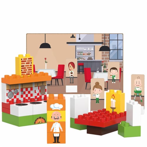 40 pcs BiOBUDDi Restaurant Building Blocks Set Perspective: front