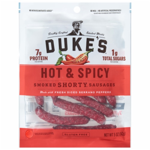 Duke's Hot & Spicy Shorty Smoked Sausages Perspective: front