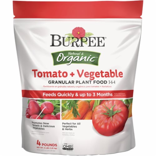 Burpee Natural & Organic 4 Lb. 3-6-4 Tomato + Vegetable Dry Plant Food BP4TV Perspective: front