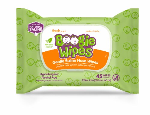 Boogie Wipes® Fresh Scent Gentle Saline Nose Wipes Perspective: front