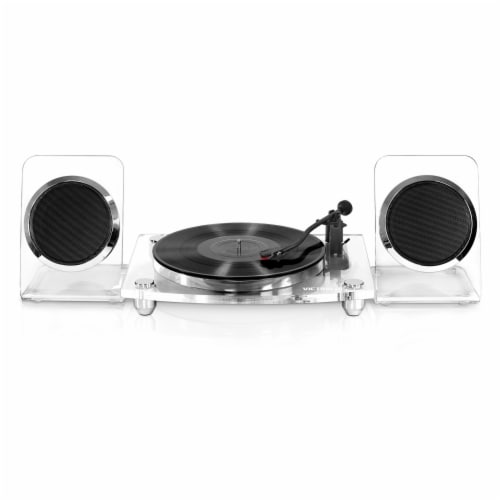 Victrola Acrylic Bluetooth Record Player and Speakers - Clear Perspective: front