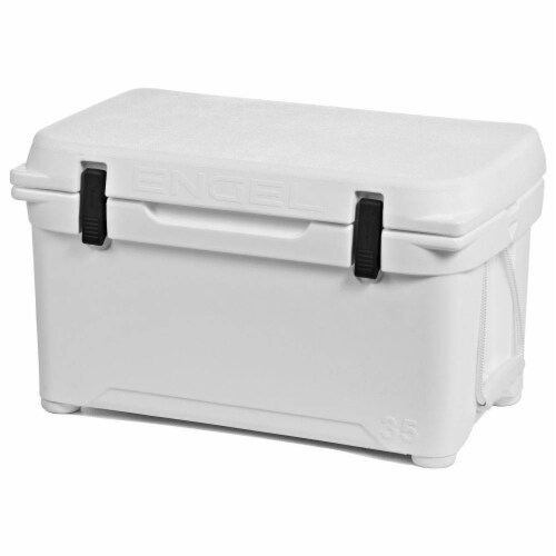 ENGEL 35 Quart 42 Can High Performance Roto Molded Ice Cooler Chest, White Perspective: front