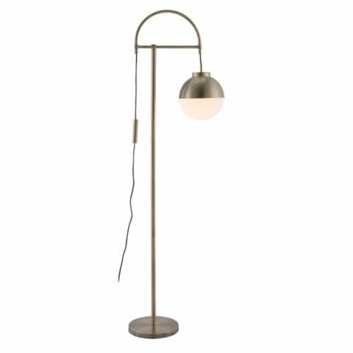 Zuo Waterloo Floor Lamp in White and Brushed Brass Perspective: front