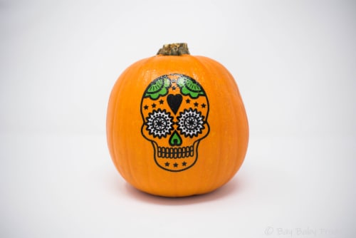 Skull Painted Pumpkin Perspective: front