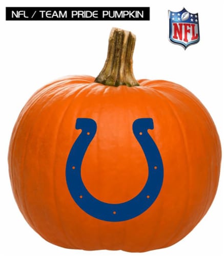 Pumpkin Patch Pals Painted Sports NFL Colts Pumpkin - Each Perspective: front