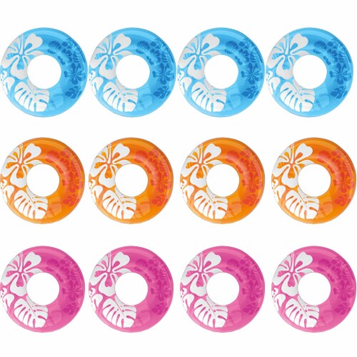 Intex Colorful Transparent Inflatable Swimming Pool Tube Raft (12 Pack) 59251EP Perspective: front