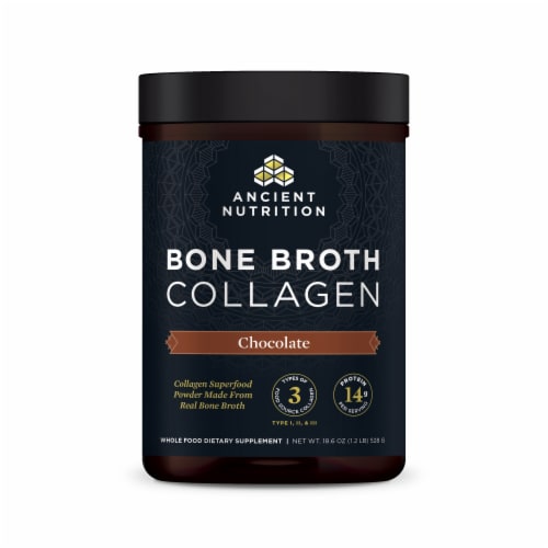 Ancient Nutrition Chocolate Bone Broth Collagen Perspective: front