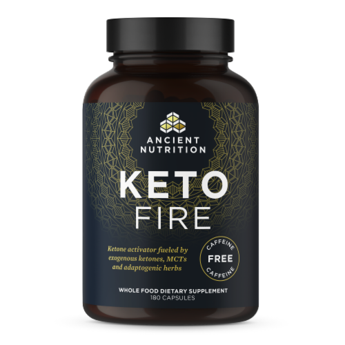 Ancient Nutrition KetoFIRE Ketone Activator Caffeine Free Capsules Perspective: front