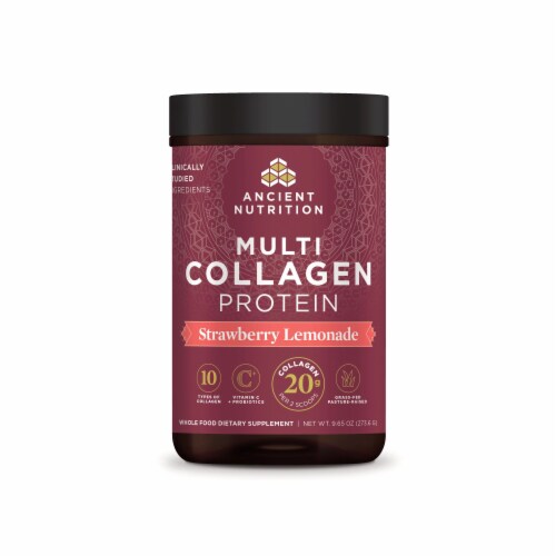 Ancient Nutrition Strawberry Lemonade Multi Collagen Protein Powder Perspective: front