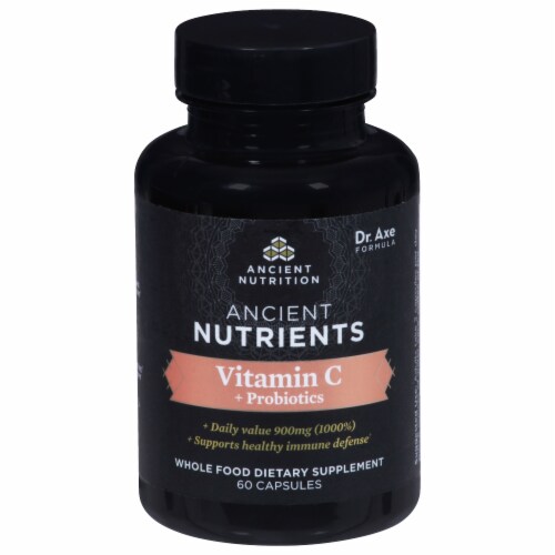 Ancient Nutrition Ancient Nutrients Vitamin C plus Probiotics Capsules Perspective: front