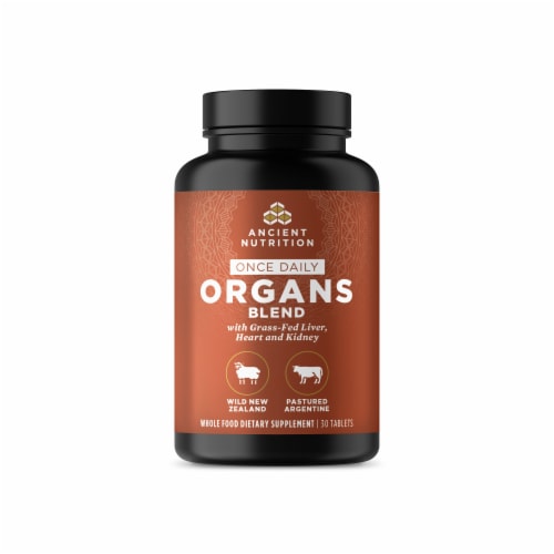 Ancient Nutrition Once Daily Organs Blend Whole Food Dietary Supplement Tablets Perspective: front