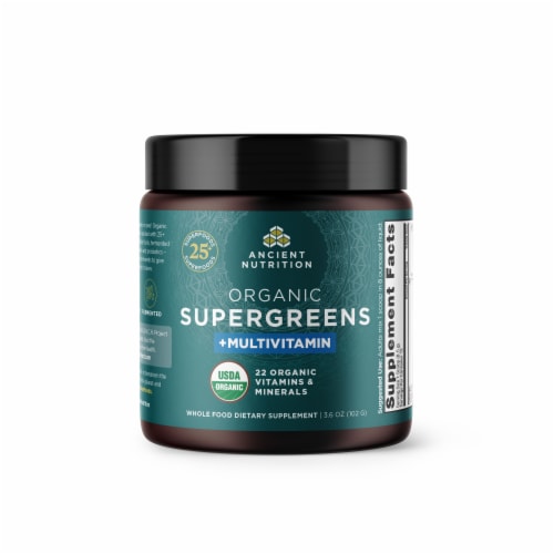 Ancient Nutrition Organic Supergreens + Multivitamin Perspective: front