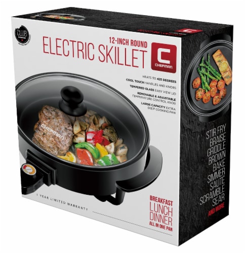 Chefman Round Electric Skillet - Black Perspective: front