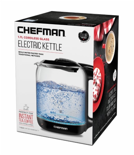 Chefman Electric Glass Kettle - Clear/Black, 1.7 L - City Market