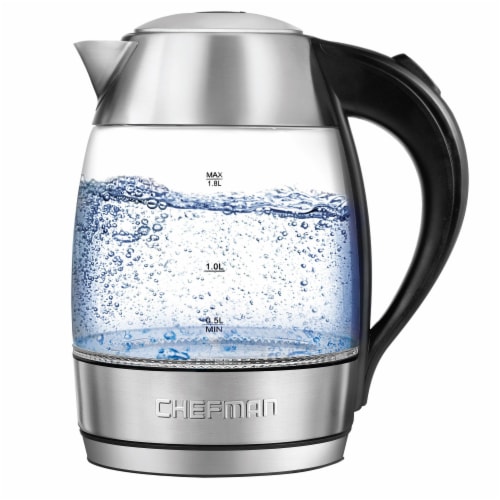 Chefman Electric Glass Kettle - Silver/Black, 1.8 L - Kroger