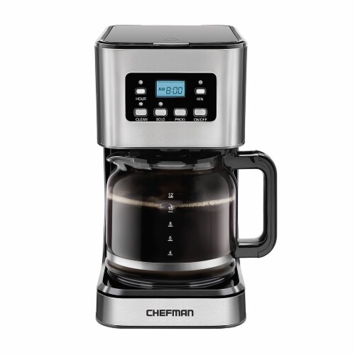 Chefman Square Stainless Steel Programmable Electric Coffee Maker - Silver Perspective: front