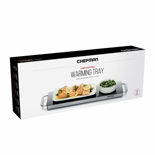 Chefman Stainless Steel & Glass Electric Warming Tray - Black, 21