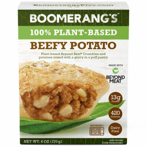 Boomerang's Plant-Based Beefy Potato Frozen Pie Perspective: front