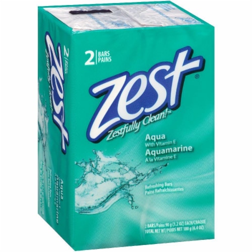 Zest Aqua Refreshing Soap Bars 2 Count Perspective: front