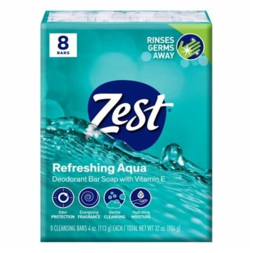 Zest Aqua Deodorant Bar Soap Perspective: front