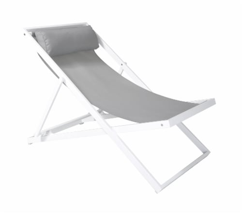 Wave Patio Aluminum Deck Chair in White Powder Coated Finish with