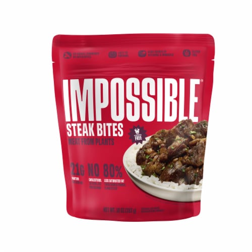 Impossible® Steak Bites Meat From Plants, Frozen, Fully Cooked, 10 oz Perspective: front