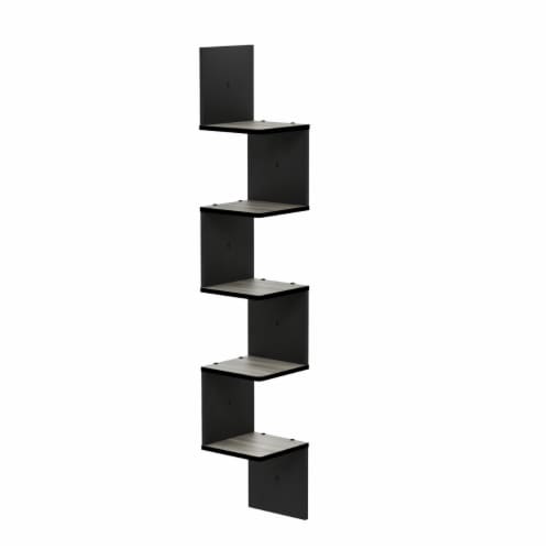 Furinno FR16123GYW BK 5 Tier Wall Mount Floating Corner Square