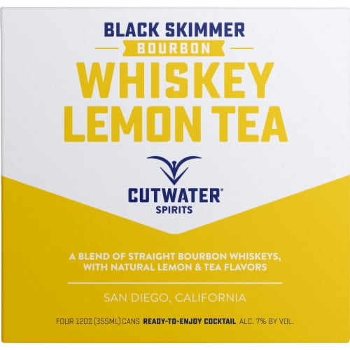 Cutwater Spirits Black Skimmer Bourbon Whiskey Lemon Tea Cocktail Perspective: front