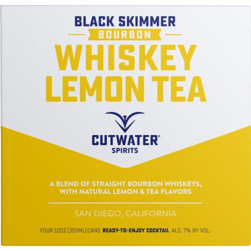 Cutwater Spirits Black Skimmer Bourbon Whiskey Lemon Tea Cocktail Perspective: front