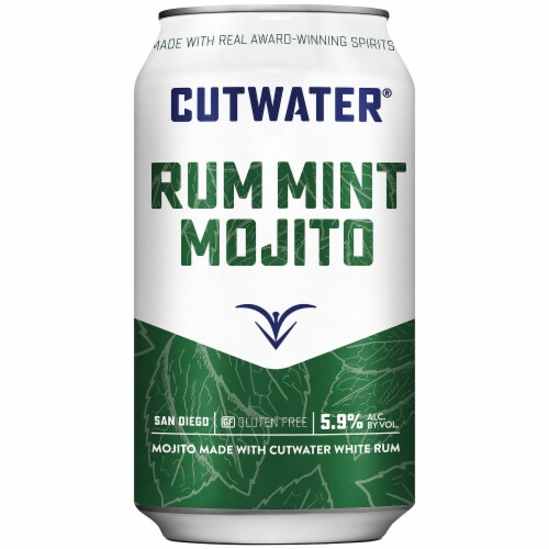 Cutwater Spirits Rum Mint Mojito Cocktail Perspective: front