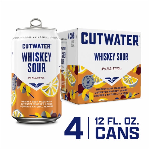 Cutwater Whiskey Sour Cans Perspective: front