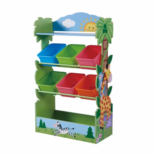 Fantasy Fields Sunny Safari Kids Wooden Toy Organizer with Storage