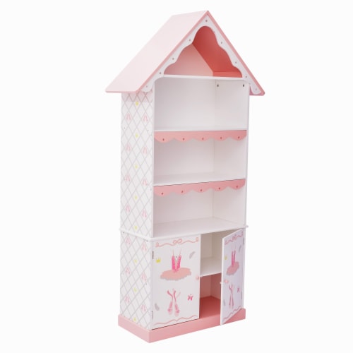 Pink and on sale white bookshelf