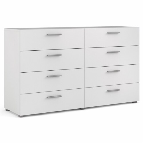 Tvilum Austin 8 Drawer Double Dresser in White Perspective: front