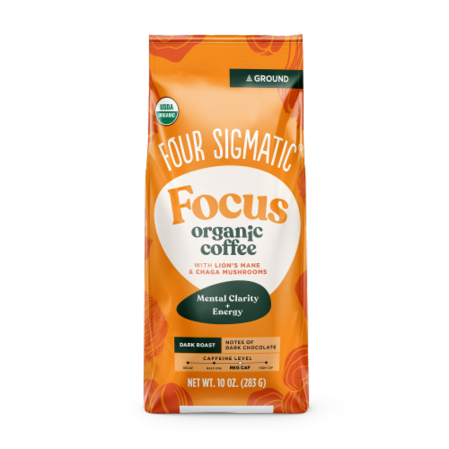 Four Sigmatic® Focus Lion's Mane & Chaga Mushrooms Dark Roast Organic Ground Coffee Perspective: front