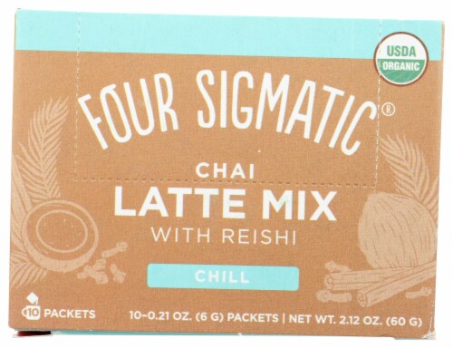 Four Sigmatic's Mushroom Chai Latte with Turkey Tail & Reishi Packets Perspective: front