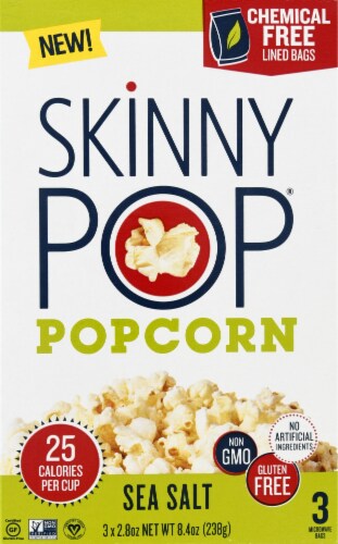 SkinnyPop Sea Salt Popcorn 3 Count Perspective: front