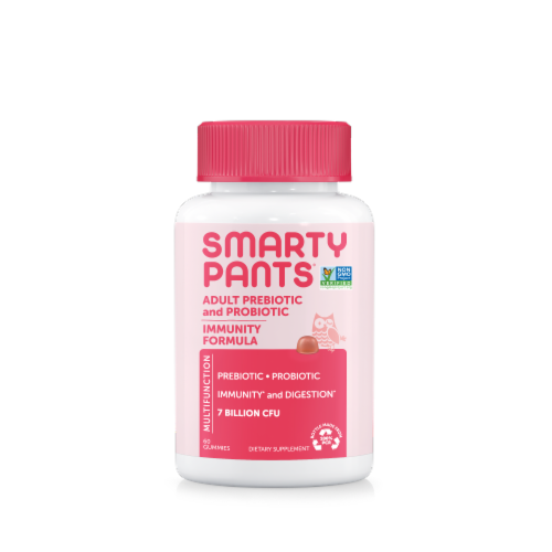 SmartyPants Strawberry Crème Adult Prebiotic & Probiotic Immunity Formula Gummies Perspective: front