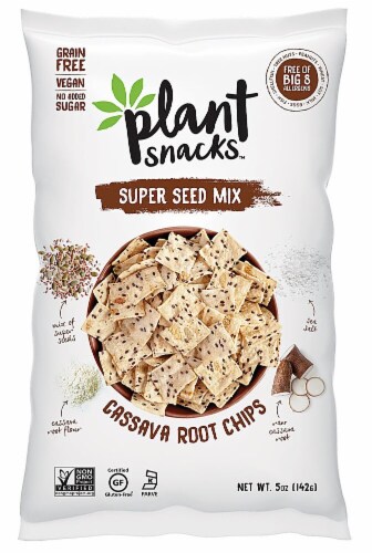 Plant Snacks Super Seed Mix Cassava Root Chips Perspective: front