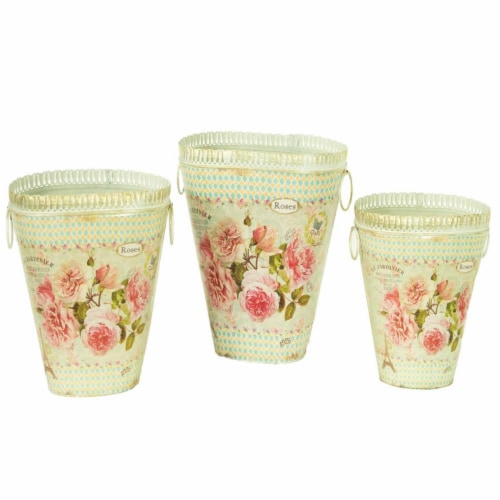 Dolce Mela French Country Planters Vintage Metal Decorative Vases & Flower Pots Perspective: front