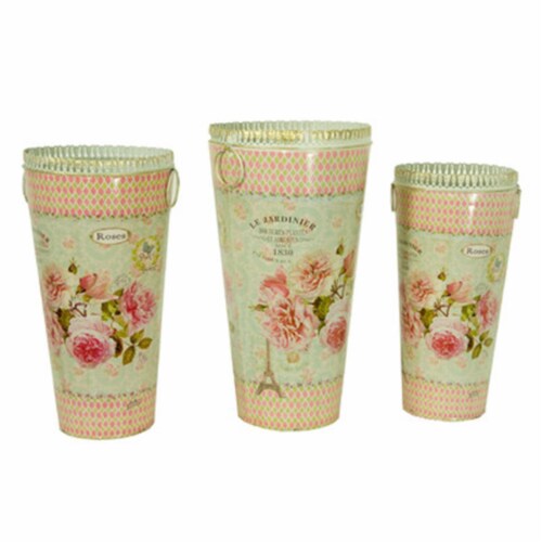 Dolce Mela French Country Planters Tall Cylinder Vintage Metal Decorative Vases Perspective: front