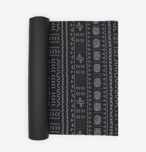 Oak and Reed Non-Slip  Yoga Mat, Black Mudcloth Perspective: front