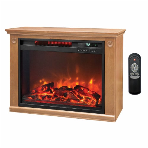 Lifesmart Square Fireplace Heater - Medium Oak Perspective: front