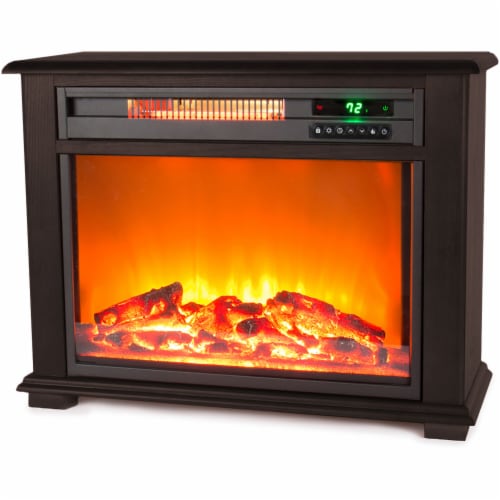 LifeSmart Infrared Fireplace Heater - Dark Walnut Perspective: front