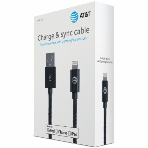 Charge & Sync Braided USB to Lightning® Cable, 4ft (Black), 1 - Fred Meyer