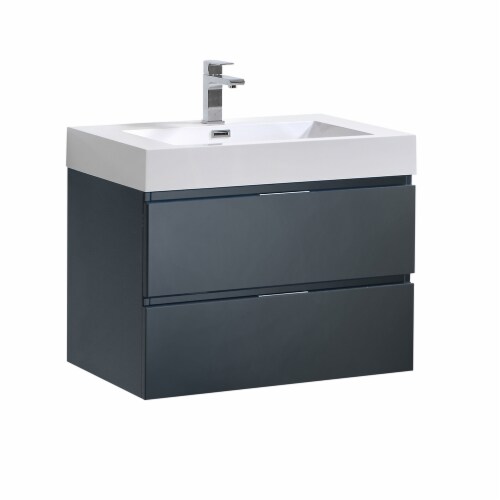 Fresca Valencia 30  Dark Slate Gray Wall Hung Modern Bathroom Vanity Perspective: front