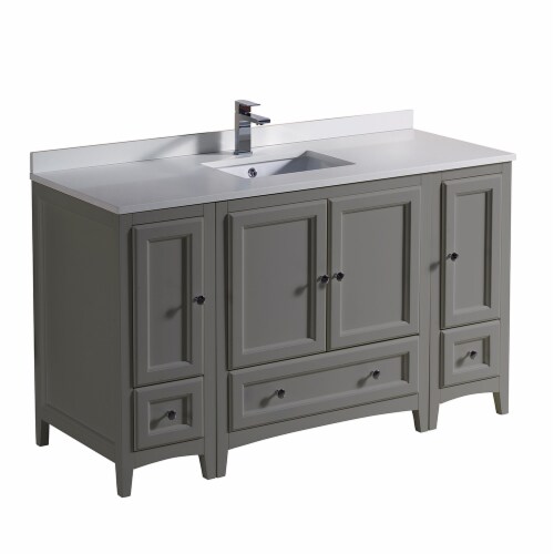 Fresca Oxford 54  Gray Traditional Bathroom Cabinets w/ Top & Sink Perspective: front