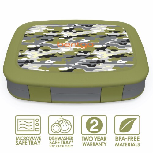 Bentgo Kids Durable & Leak Proof Camouflage Children's Lunch Box - Green Perspective: front