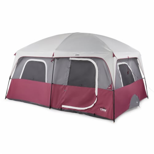 CORE Straight Wall 14 x 10 Foot 10 Person Cabin Tent with 2 Rooms &  Rainfly, Red, 1 Piece - Gerbes Super Markets